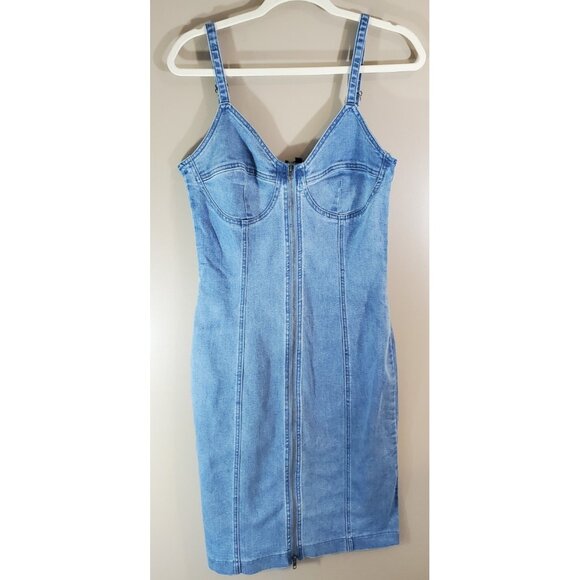 Fashion Nova Dresses & Skirts - Fashion Nova Denim Full Zip Dress Sz L